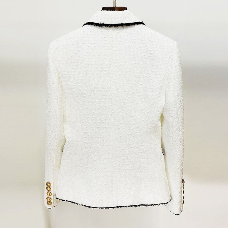 Fiorenza — Black & White Tweed Gold Button Blazer, alternate view 6