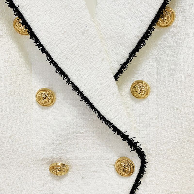 Black & White Tweed Gold Button Blazer