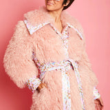 Pink Knitted Bamboo Eco Leather Shearling Coat-1