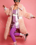 Pink Knitted Bamboo Eco Leather Shearling Coat-0