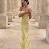 Calista Morel — Off Shoulder Ribbon Floral Embroidery Mermaid Dress, alternate view 4