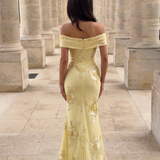 Calista Morel — Off Shoulder Ribbon Floral Embroidery Mermaid Dress, alternate view 6