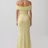 Calista Morel — Off Shoulder Ribbon Floral Embroidery Mermaid Dress, alternate view 3