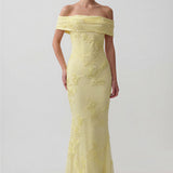 Calista Morel — Off Shoulder Ribbon Floral Embroidery Mermaid Dress, alternate view 2