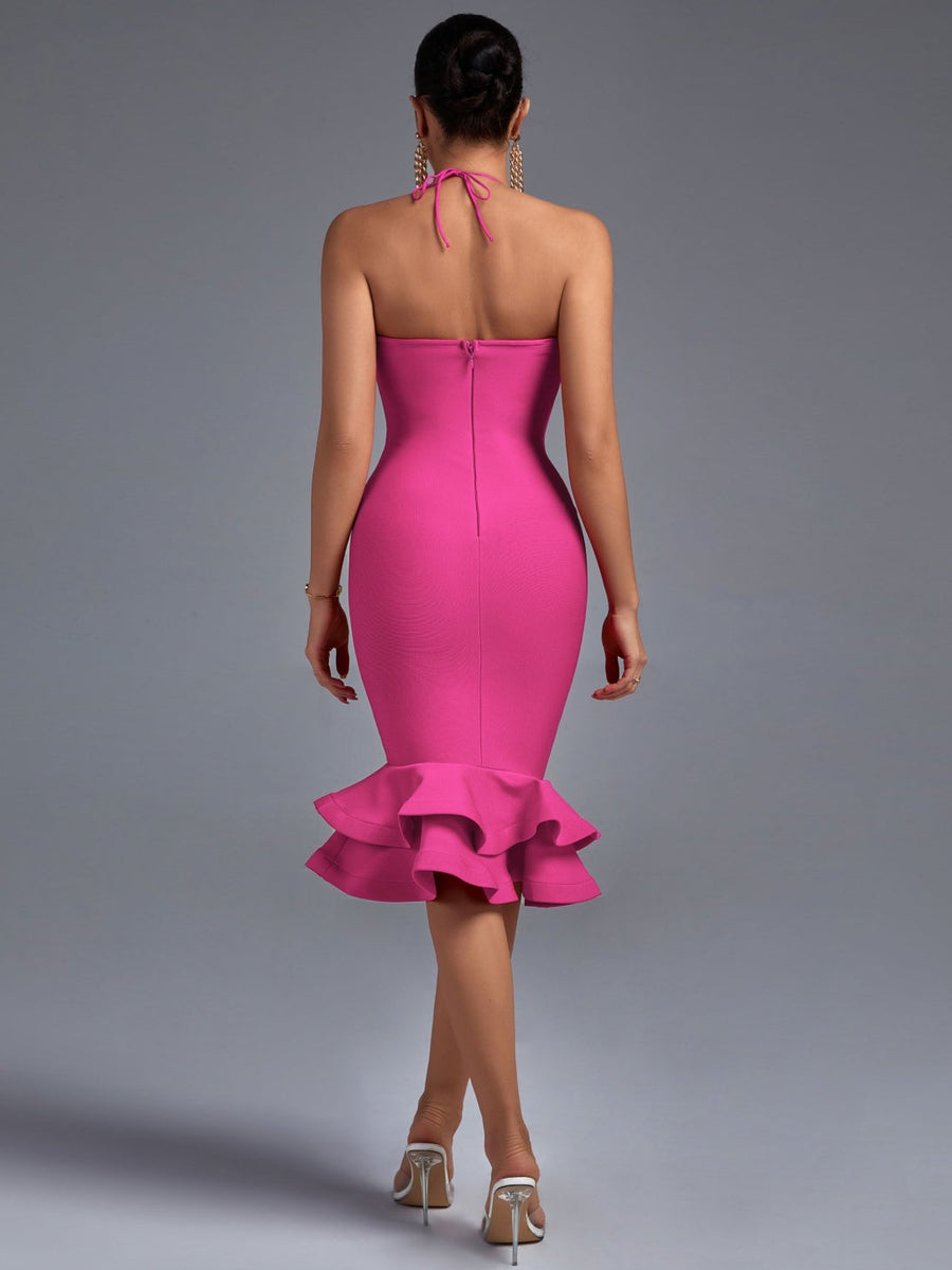 Halter Over Knee Fishtail Bandage Dress