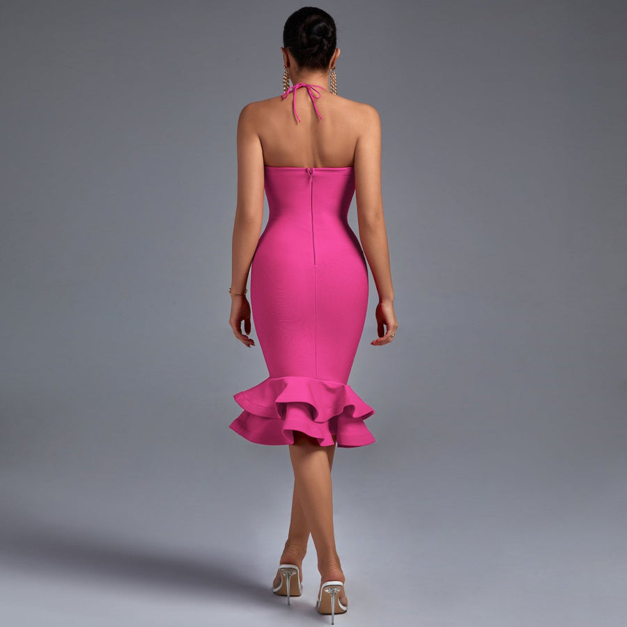 Cressida Beaumont — Halter Over Knee Fishtail Bandage Dress, alternate view 2