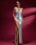 Shiny Long Maxi Dress with High Slit