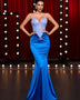 Deep V-shaped Crystal Embellished Satin Dress