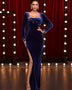 Elegant Pearl Velvet Evening Maxi Dress