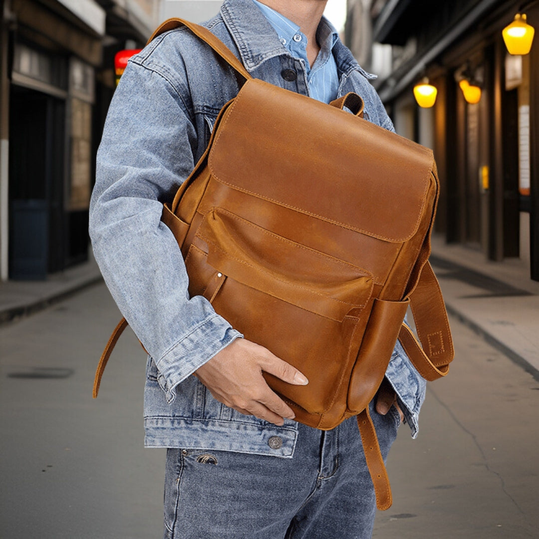 Quentin™ — Genuine Leather Backpack Men's Statement Handbag, alternate view 2