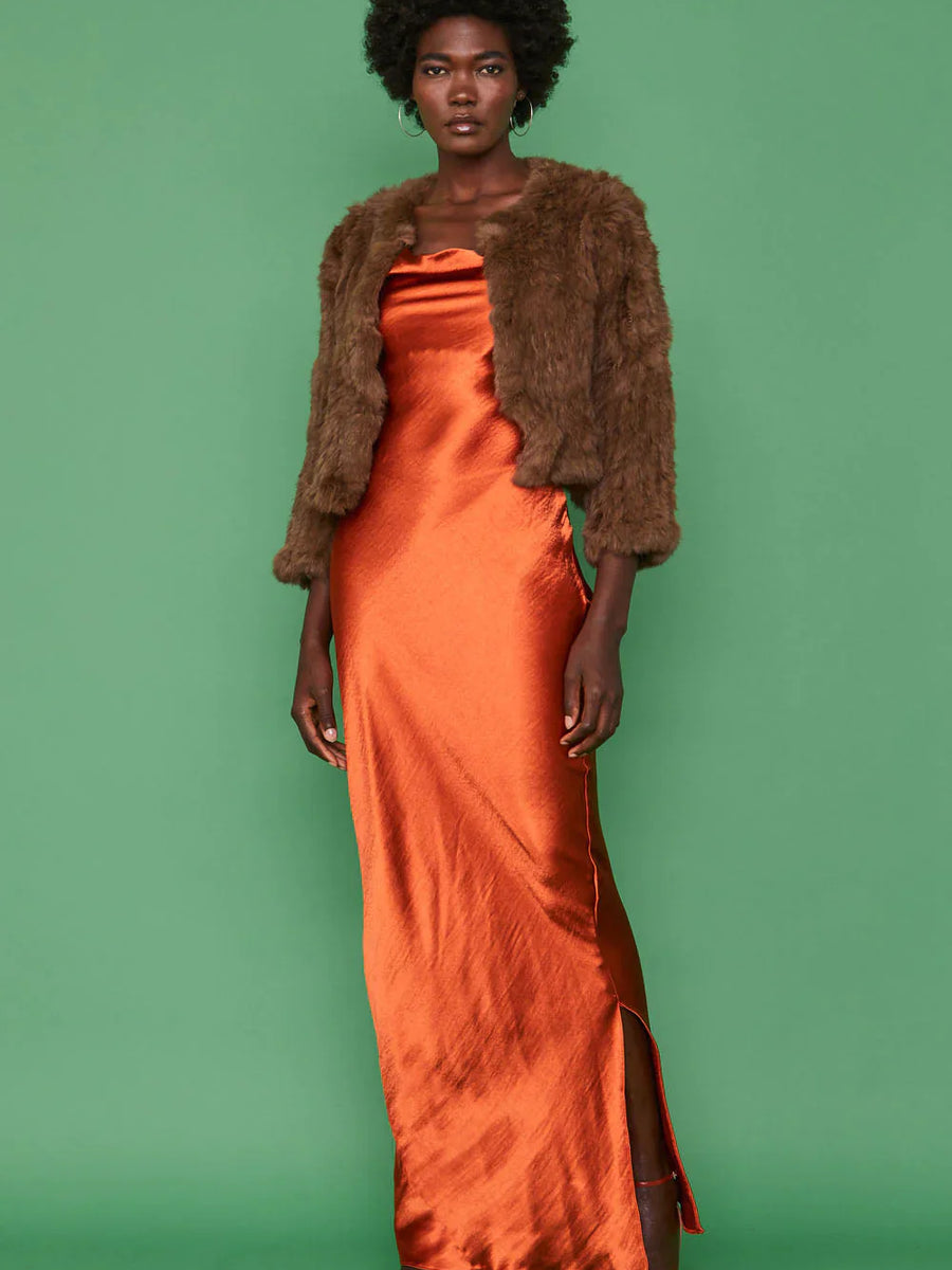 Brown Coney Fur Cropped Jacket-1