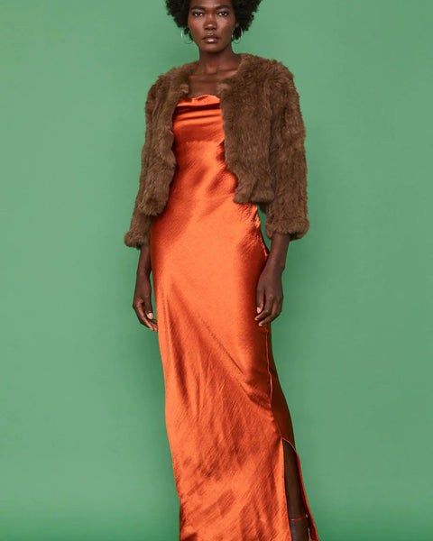 Brown Coney Fur Cropped Jacket-1