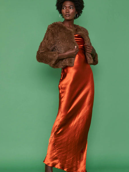 Brown Coney Fur Cropped Jacket-0