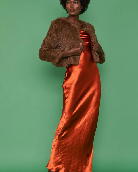 Brown Coney Fur Cropped Jacket-0