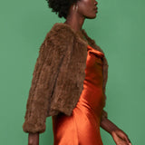 Brown Coney Fur Cropped Jacket-2