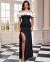 Elegant Off-Shoulder Ruffled Satin Dress for a Chic Look