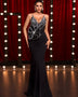 Pearl Crystal Embellished Mermaid Evening Gown