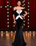 Elegant Off-Shoulder Velvet Evening Gown