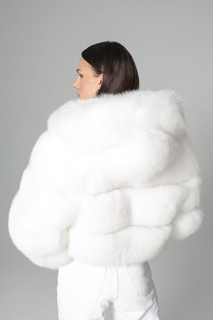Ottavia Beaumont — White Hooded Arctic Fox Raccoon Fur Jacket, alternate view 2