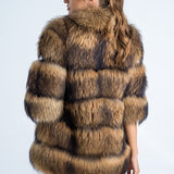 Brown Coat Style Short Sleeve Genuine Raccoon Fur Vest-1