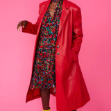 Red Eco Leather Trench Coat-1