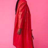 Red Eco Leather Trench Coat-2