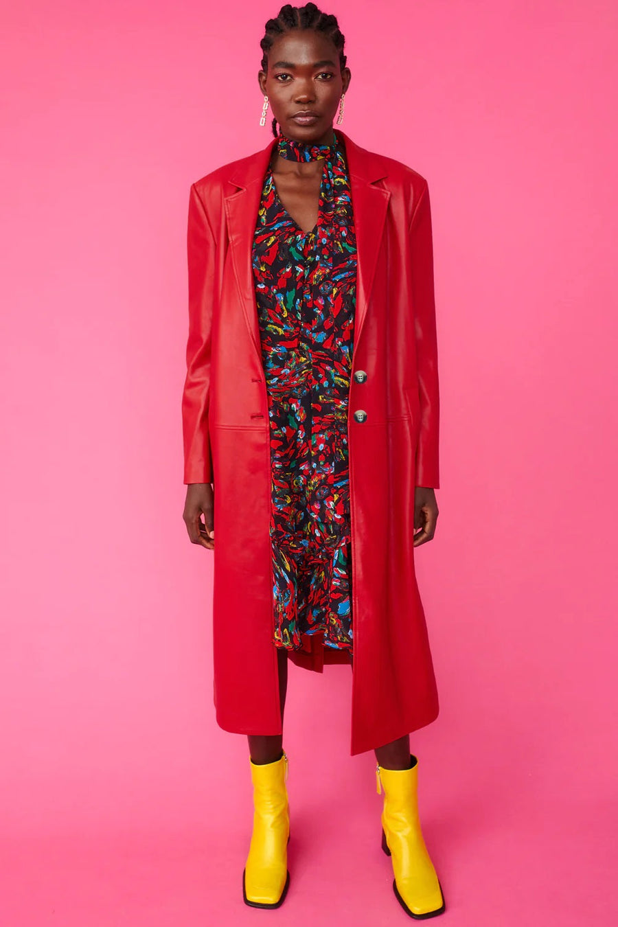 Zafira — Red Eco Leather Trench Coat