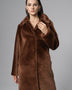 Cognac Reversible Genuine Merino Wool Sheepskin Midi Coat-0
