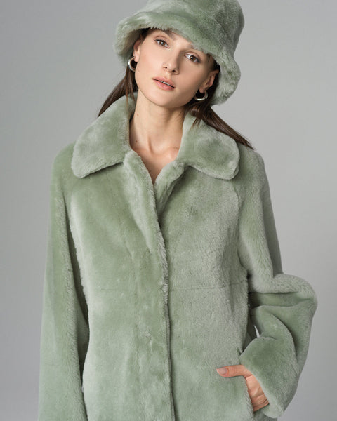 Mint Reversible Genuine Merino Wool Sheepskin Midi Coat
