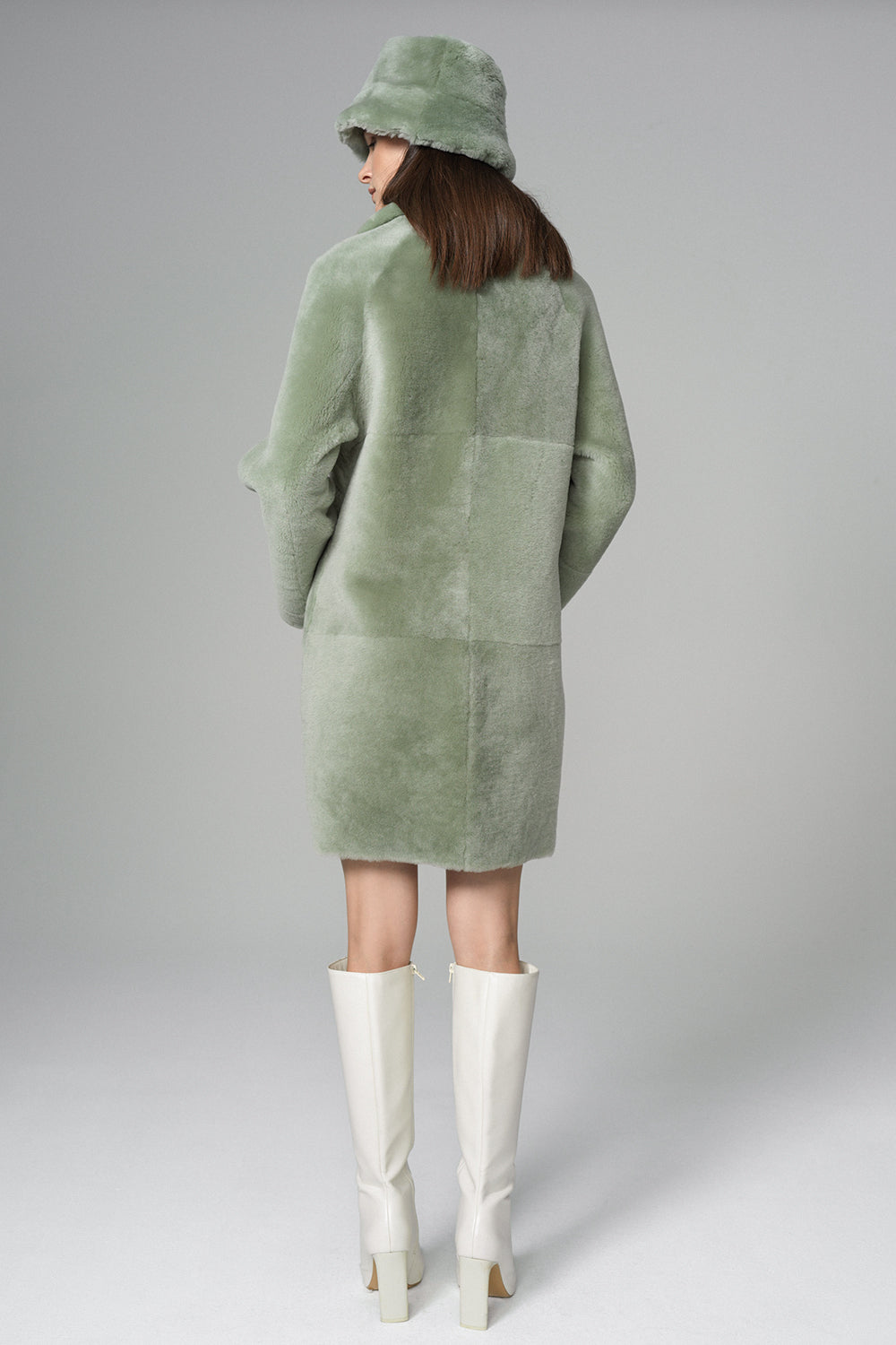 Heloisa — Mint Reversible Genuine Merino Wool Sheepskin Midi Coat