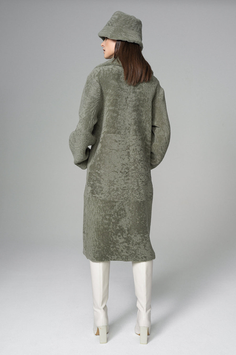Delara — Mint Reversible Genuine Sheepskin Maxi Coat, alternate view 2