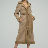 Beige Reversible Sheepskin Lamb Fur Maxi Coat-1