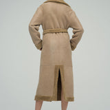 Beige Reversible Sheepskin Lamb Fur Maxi Coat-3