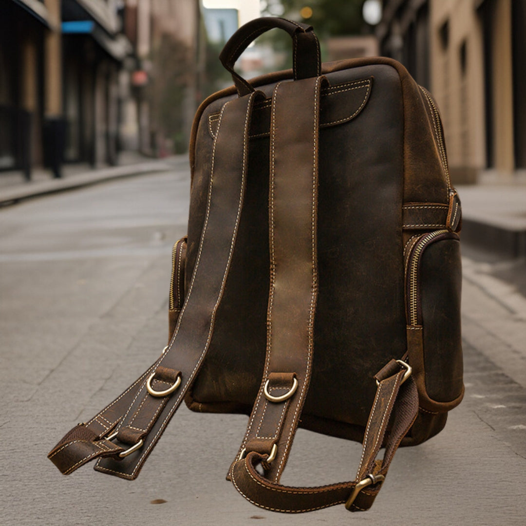 Ryan™ — Handmade Retro Leather Backpack Brown Men's Statement Handbag, alternate view 4