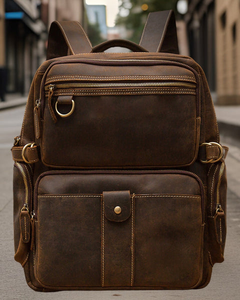 Ryan™ | Handmade Retro Leather Backpack