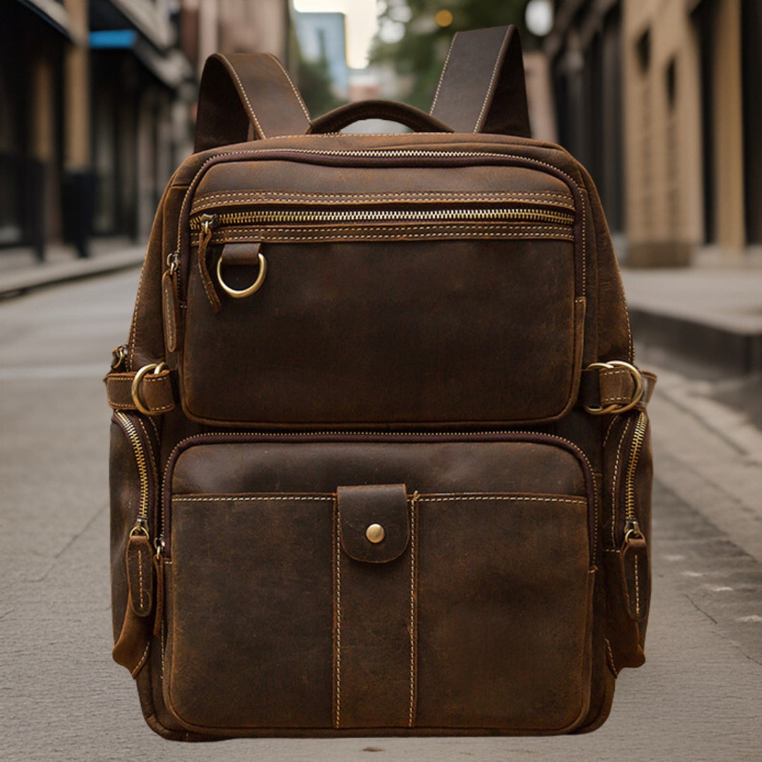 Ryan™ — Handmade Retro Leather Backpack Brown Men's Statement Handbag