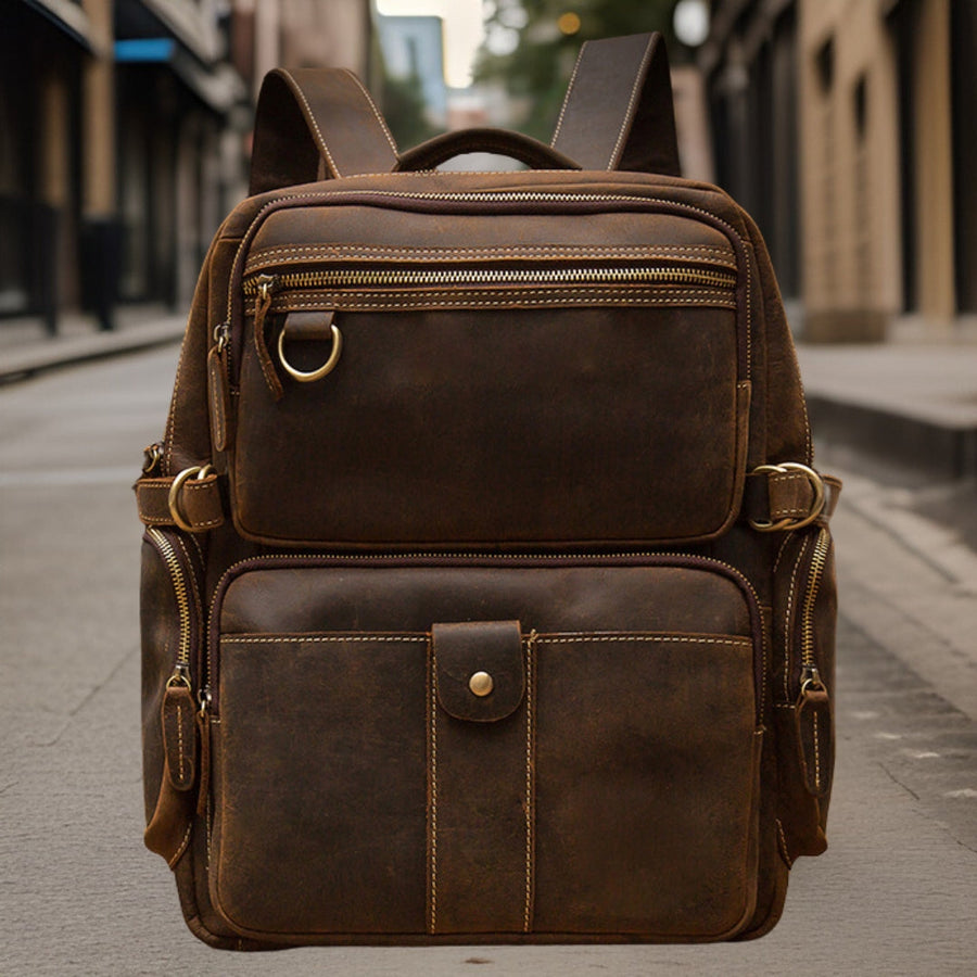 Ryan™ — Handmade Retro Leather Backpack Brown Men's Statement Handbag
