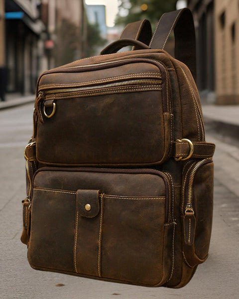 Ryan™ | Handmade Retro Leather Backpack