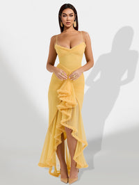 Rosalind Delacroix — Loose Maxi Dress with Asymmetrical Pleats