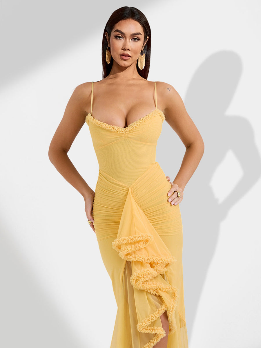 Rosalind Delacroix — Loose Maxi Dress with Asymmetrical Pleats, alternate view 2
