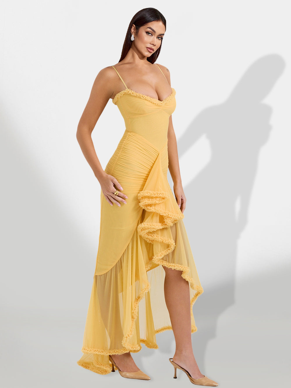 Rosalind Delacroix — Loose Maxi Dress with Asymmetrical Pleats, alternate view 3