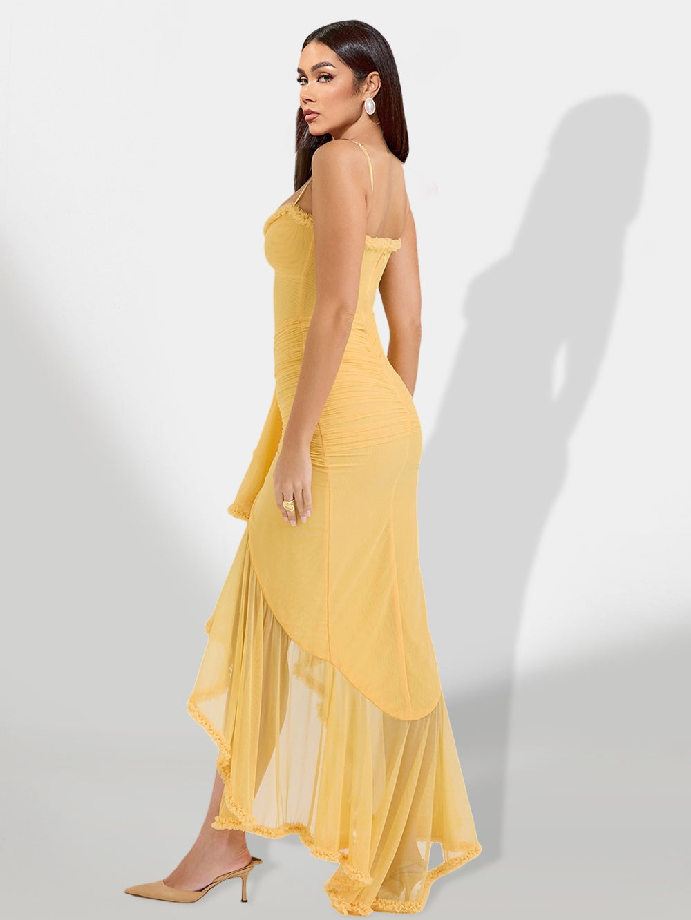 Rosalind Delacroix — Loose Maxi Dress with Asymmetrical Pleats, alternate view 4