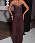 Paillettenbesetztes drapiertes gerafftes Kleid mit Halstuch