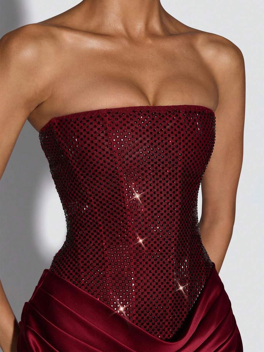 Reese Siena — Strapless Rhinestone Ruched Draped Mini Dress, alternate view 5