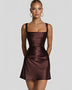 Minikleid aus Satin mit eckigem Ausschnitt und Falten