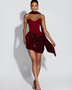 Pailletten-Plissee-Minikleid mit Halstuch