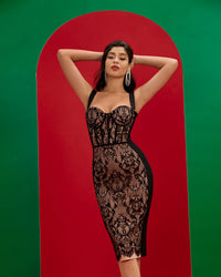 Evangeline Fontaine — Black Lace Midi Bandage Dress, alternate view 7