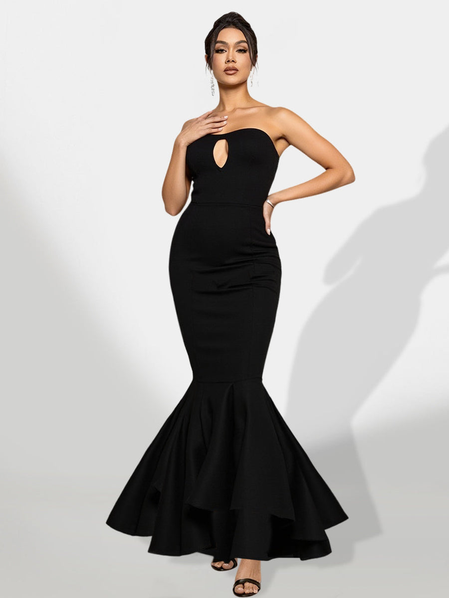 Fishtail Dress with Cut and Seamless Design