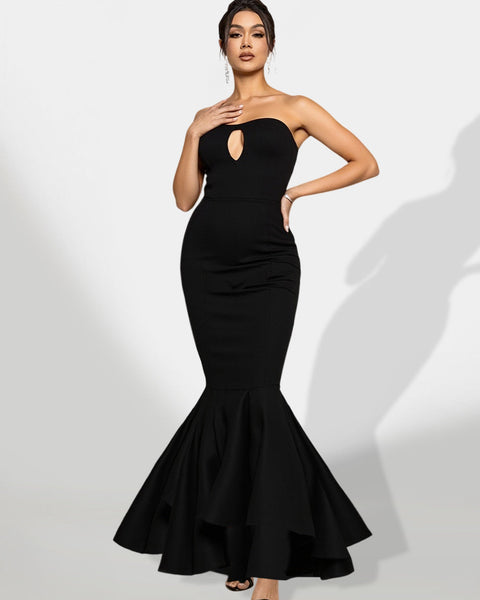 Fishtail Dress with Cut and Seamless Design