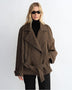 "Warm Cocoon" Italian Herringbone Wool Classic Lapel Micro-coon Short Wool Coat for Women